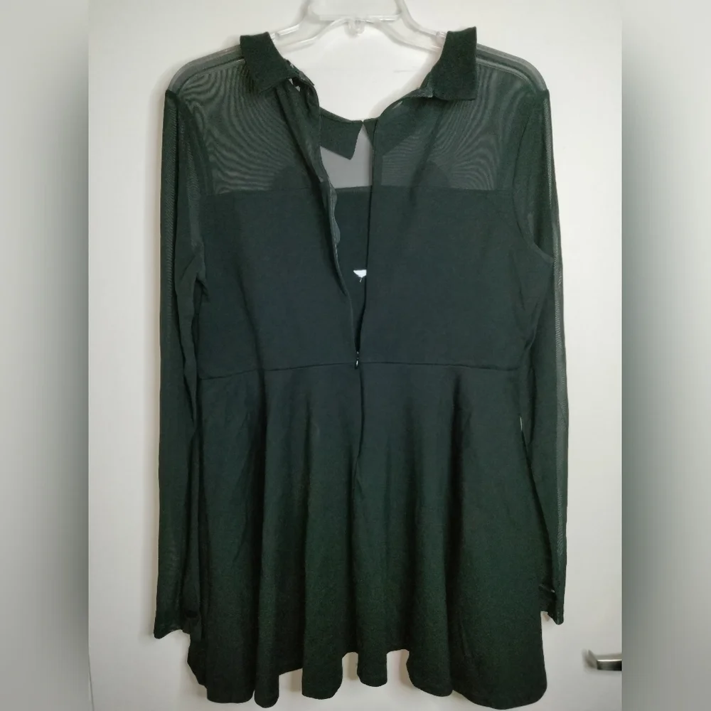 Dolls Kill x Emily (Size 2X) Black Cat Face Sheer Thumbhole Cuff LS Mini Dress - Picture 10 of 16